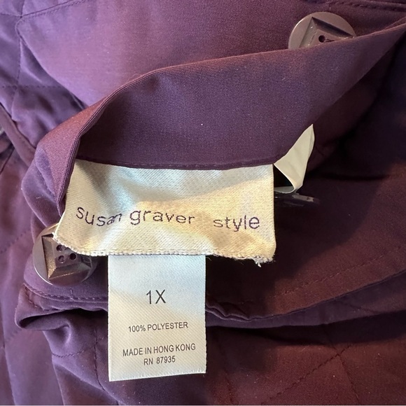 Susan Graver Reversible Purple Floral Quilted Rain Jacket NWT - 1X - Picture 6 of 14